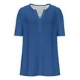 thumbnail image 5 of UQJfacai Womens V Neck Henley Tops Plus Size Raglan Tunic T Shirts Summer Short Sleeve Loose Casual Basic Tees Shirts S-5XL, 5 of 8