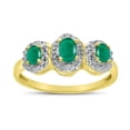 thumbnail image 1 of 14k Yellow Gold Oval Emerald And Diamond Three Stone Ring, 1 of 6