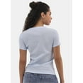 thumbnail image 2 of No Boundaries Ribbed Crewneck Tee with Short Sleeves, Women's, 2 of 4