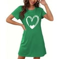 thumbnail image 4 of Sakmal Ultra-Soft Mumu Nightgowns for Women Cute Green Oversized Night dress Short Sleeve Short Heart Print Crew Neck Nightgowns S-2XL, 4 of 5