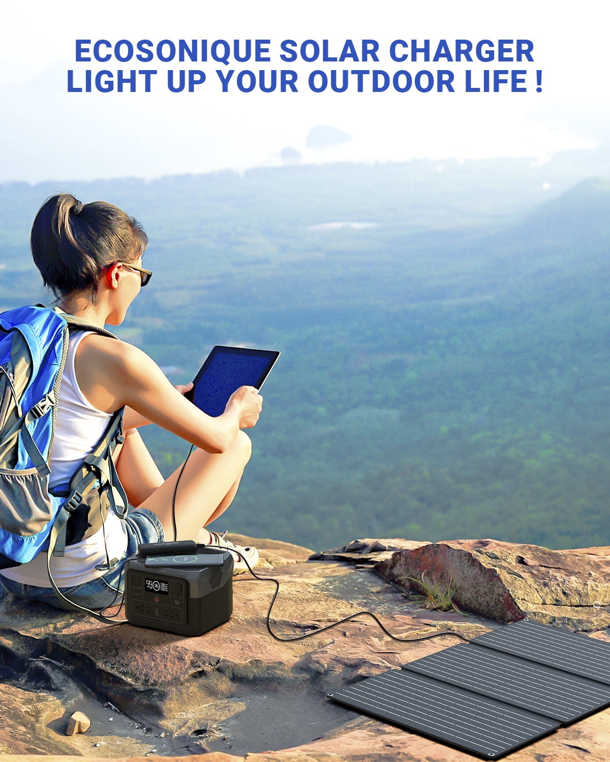 30W Portable Solar Panel with Detachable Power Hub, 19V DC/USB-A QC 3.0/ USB C PD 24W ETFE Waterproof Foldable Solar Panel Charger Compatible with Cell Phone, Tablet, Camera, Power Station
