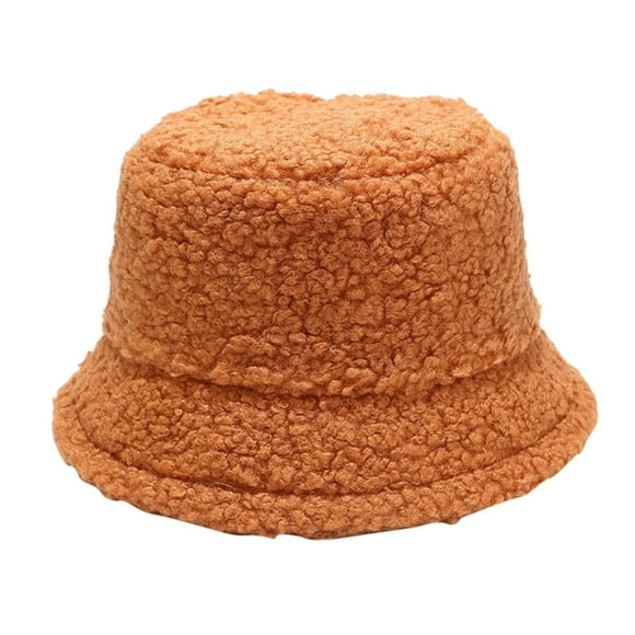 Baberdicy Hat Winter Faux Fluffy Cow Print Bucket Hats Women Outdoor Warm Sun Hat Soft Velvet Fisherman Cap Lady Panama Female Bucket Hat Orange