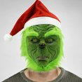 thumbnail image 1 of Casco De Papá Noel Casco De Papá Noel Máscara de cabeza completa de monstruo verde, accesorios de máscara divertida de talla única para fiesta de Navidad, 1 of 6