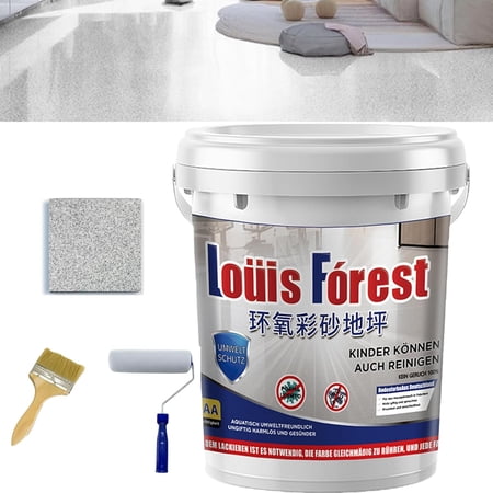 Louis Forest Epoxy Floor Paint, High-Gloss Marble Effect Epoxy Floor Coating, Epoxy Floor Paint, Floor Paint, Waterproof Water-Based Epoxy Floor Paint, Garage Floor Paint (Gray)