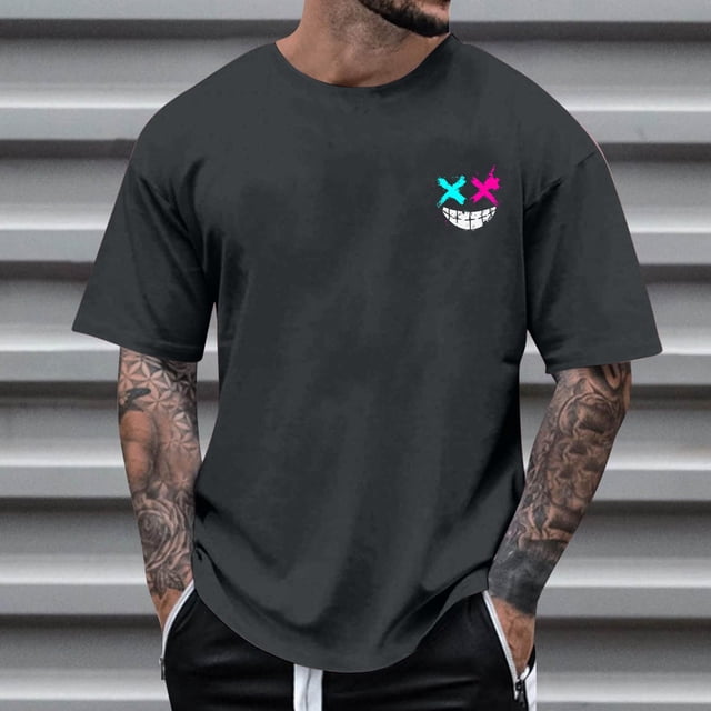 EOYWHK T-Shirts Graphiques pour Hommes Grande Taille Été Chandails Légers Confortables Coupe Ample Manches Courtes Col Rond Chandail à Enfiler Hauts de Basketball Football jusqu'à 60 % de Rabais