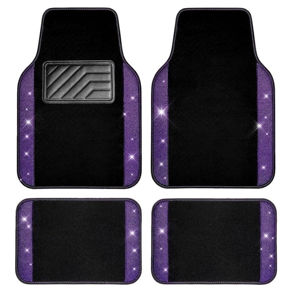 Alfombrilla de coche CAR PASS con diamantes de imitación brillantes, color violeta