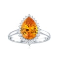 thumbnail image 4 of Pear Shaped Lab Grown Orange Sapphire Cocktail Ring with Diamond Halo - AAAA Grade, 10K White Gold, US 4.50, 4 of 8