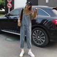 thumbnail image 1 of Salopettes Rétro Y2k Bleu Foncé pour Femmes Mode Coréenne Combinaison en Denim Été Ample Taille Haute Rue Pantalon Ample ZR, 1 of 6