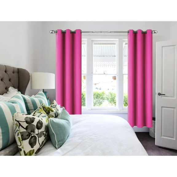 Gorgeous Home Linen Window Curtain Blackout Room Darkening K68 Hot Pink Thermal for Bedroom/Living room/Closet 37" inch wide X 63" inch long 2 panels