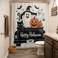 thumbnail image 3 of Halloween Shower Curtain - Water Repellent Fabric Shower Curtains Washable, Funny Ghost Pumpkins Black Cat Truck Spooky Decorative Polyester Cloth Bathroom Curtains Modern Bath Decor 72"x72", 3 of 8