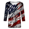thumbnail image 5 of Women's Independence Day Print Fashion Casual Round Neck 3/4 Sleeve T Shirt Holiday Graphic Tee For Summer Celebrations 6 Women's Tees Womens Long Sleeve Tee Short Sleeve Athletic Top Women S T Shirts, 5 of 5