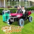 thumbnail image 6 of Xuanlur 24V 2 Seater Kids Ride on Car Truck, Ride On UTV with 2x200W Motor Ride On Dump Truck, Ride On Car with Dump Bed/Shovel, Durable Tires, LED Light, Music, Remote Control, Pink, 6 of 9