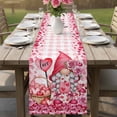 thumbnail image 4 of Valentine's Day Table Runner - 60 Inch Long Gnomes Love Roses Romantic Pink Plaid Cotton and Linen Blended Dress Scarves Farmhouse Table Runner for Kitchen Dining, Coffee Table, 13" x 60", 4 of 8
