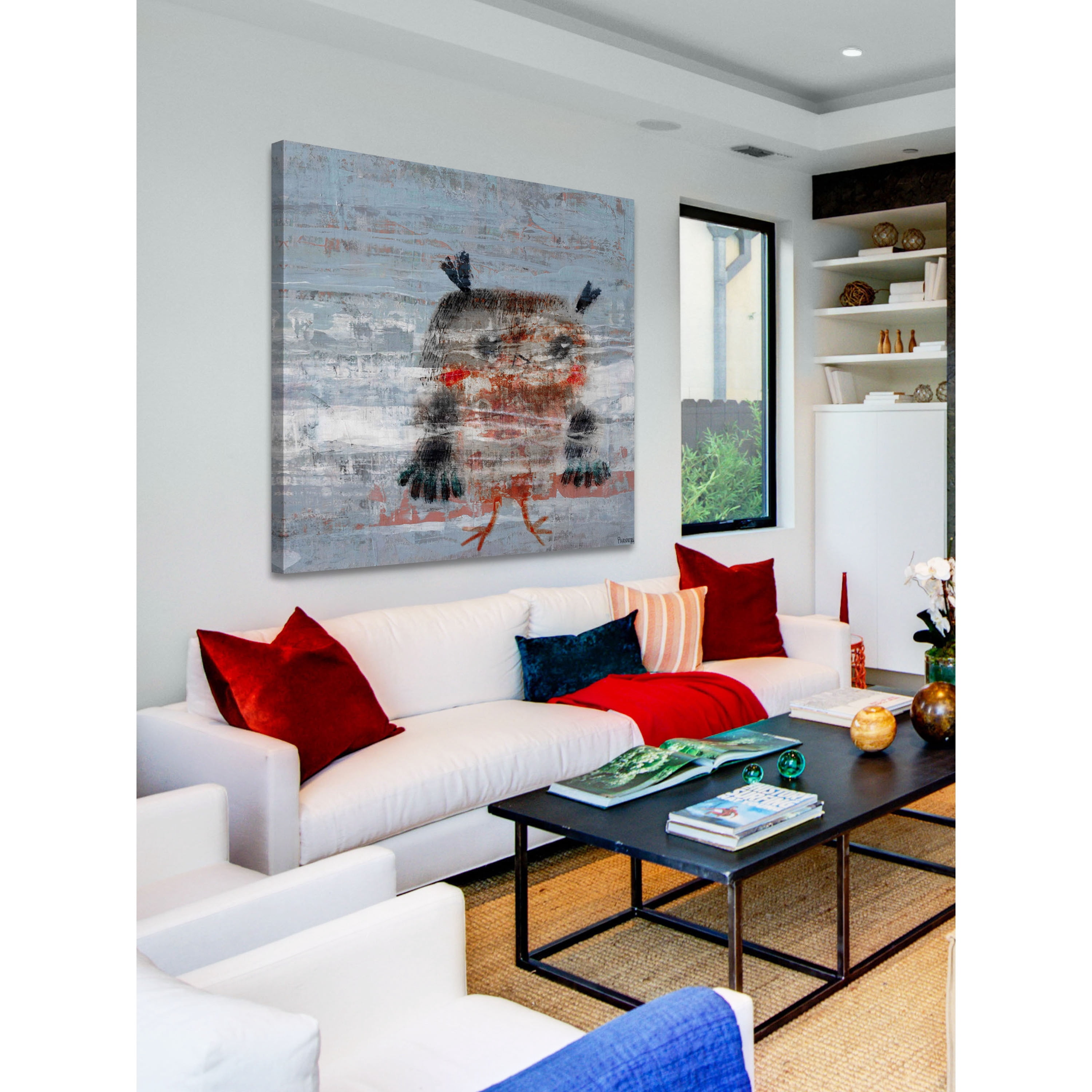 Owl Storm Painting Print on Wrapped Canvas