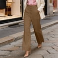 thumbnail image 2 of Work Pants Women, Audhol Women's High Waist Pleated Work Business Casual Trousers Long Straight Suit Pants Trousers Pants for Women Khaki 2XL, 2 of 5