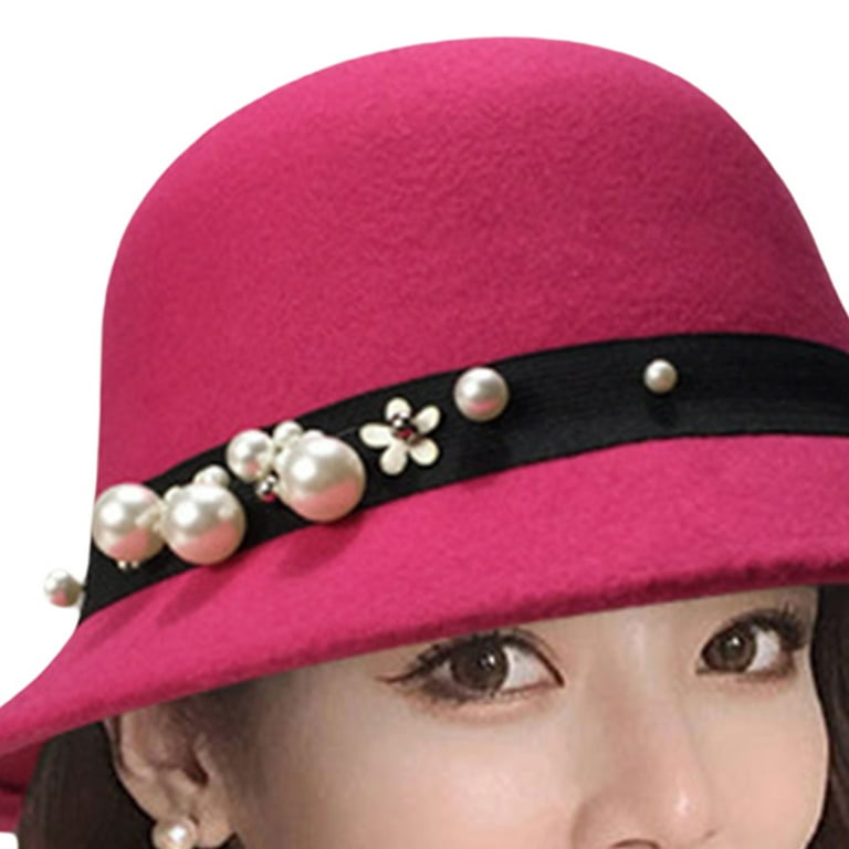 Silk Flower Roll Up Brim Wool Felt Hat 400787 Winter White - Fit