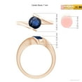 thumbnail image 4 of ANGARA Natural 1.6 Ct Bar-Set Solitaire Round Sapphire Bypass Ring in 14K Rose Gold for Women (Size-7mm) | September Birthstone, Anniversary, Jewelry Gift for Women | Natural Blue Sapphire Ring, 4 of 9