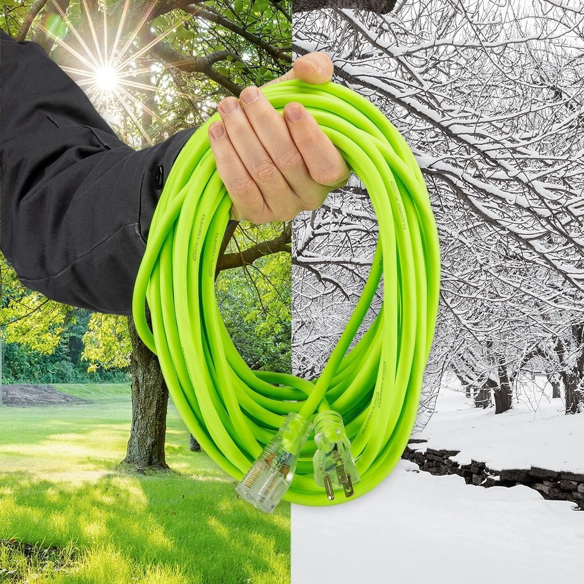 Pro Extension Cord, 25', 14/3, All-weather, Lighted Plug, ZillaGreen