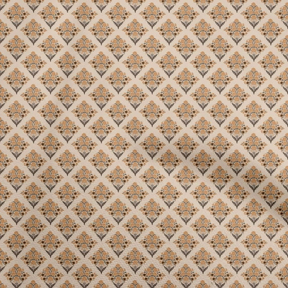 oneOone Silk Tabby Brown Fabric Asian Block Floral Diy Clothing Quilting Fabric Print Fabric By Yard 42 Inch Wide