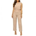 thumbnail image 2 of Haivin Women's Two-Piece Set with Sleeveless Top and Elastic Waist Pants, Solid Color Cotton Blend Loose Fit Outfit for Casual Daily Wear, 2 of 7