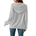 thumbnail image 3 of Wevis Women's Vertical Ribbed Hooded Sweatshirt, Long Sleeve Loose Pullover With Front Kangaroo Pocket, 3 of 5