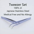 thumbnail image 4 of ACDANC Lash Tweezers, Pack of 2 Stainless Steel Tweezers for Eyelash Extensions | Straight and Curved Tip Eyelash Tweezers | False Lash Application Tools (Pack of 2, Purple), 4 of 4