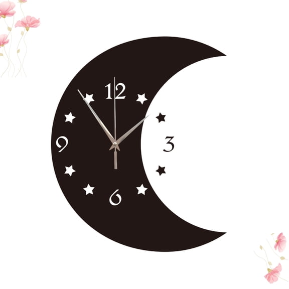 RENACLIPY Moon Phase Wall Clock 1 Piece - Decorative Office Mirror Clock for Timekeeping and Home Decor