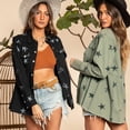 thumbnail image 4 of Chaqueta vaquera para mujer, moda coreana, abrigo vaquero verde Vintage, ropa de calle de manga larga para mujer 2023, 4 of 5