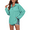 Cyan, variant on FIUFY Women's Casual Oversized Top Long Sleeve Tops Baggy Button Shirts V Neck Waffle Knit Loose Fit Tunic
