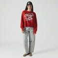 thumbnail image 3 of Women's New Era Red Kansas City Chiefs Oversized Throwback Mineral Wash Crew Neck Sweatshirt, 3 of 6