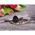 thumbnail image 3 of Black Diamond Moissanite Engagement Ring Set Handmade Solid 10k Rose gold 1.50 Carat Pear Shape Gemstone Promise Ring Bridal Ring set Wow Sparkling, 3 of 5