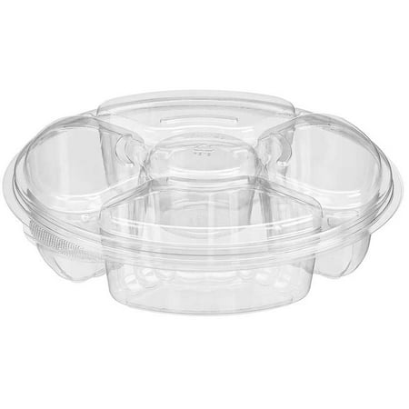 

Inline Plastics 4 Compartment Party Platter with Lid 54 Ounce -- 100 per case.