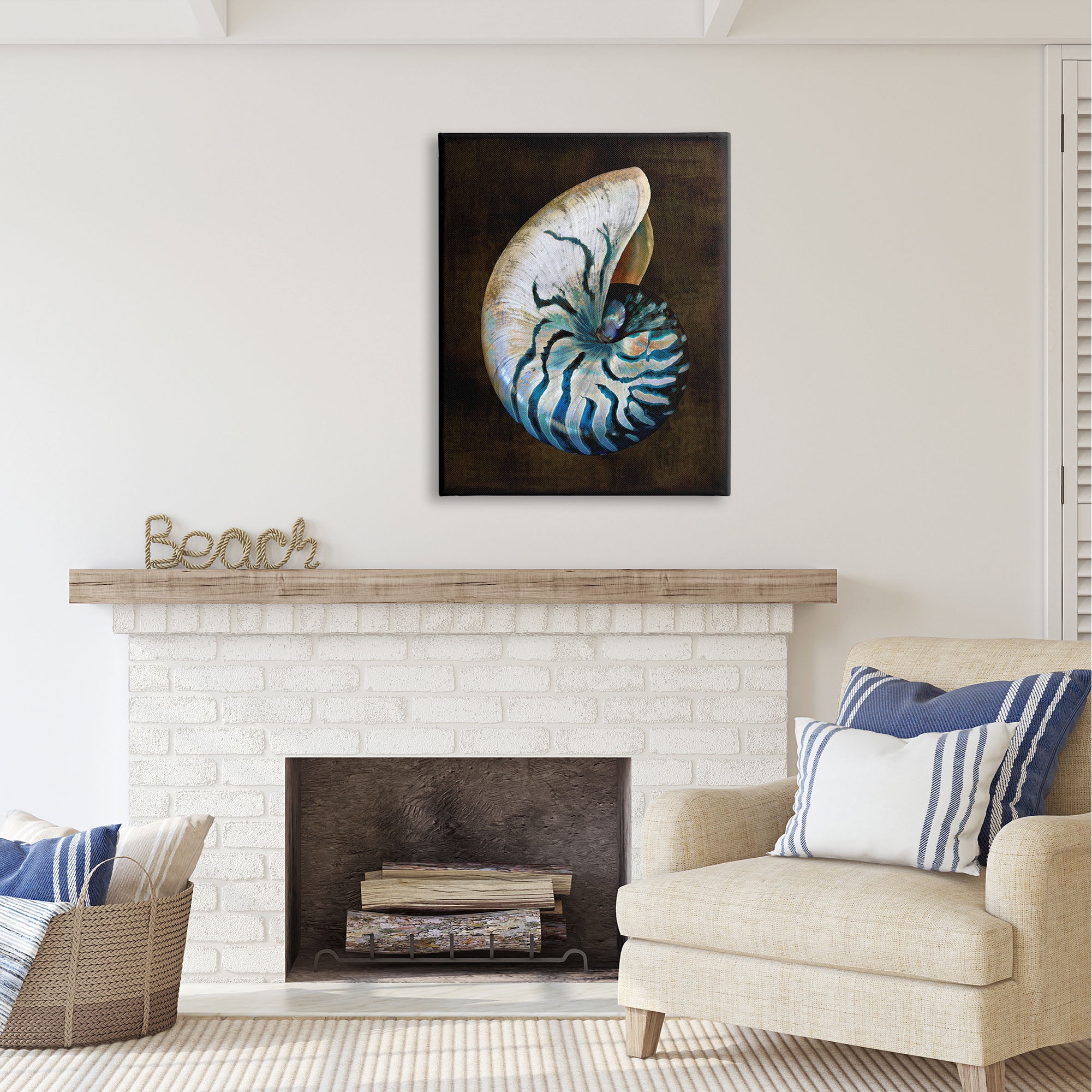 Stupell Industries Modern Marine Shell Nature Painting Gallery Wrapped Canvas Print Wall Art, 30 x 40