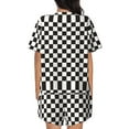 thumbnail image 3 of Picia Black and White Checkerboard Pajamas Sets for Women Soft Short-Sleeved Pjs with Lounge Shorts Two Piece Sleepwear-XX-Large, 3 of 8