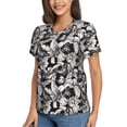thumbnail image 2 of Honeii Lilies Flowers Print Women's Classic V-Neck T-Shirt,Womens Fashion Tops,Stylish Everyday Top for Women, Casual Summer Spring Outfits Clothes-Medium, 2 of 5