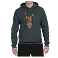 thumbnail image 2 of Trippy Colorful Buck Head Rainbow Hunting Deer Mosaic | Mens Animal Lover Hooded Sweatshirt Graphic Hoodie, Charcoal, Large, 2 of 4