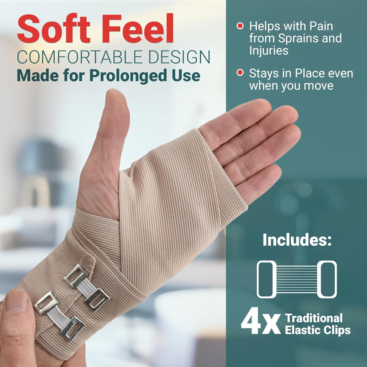 MEDca Elastic Compression Bandage Wrap (Set of 200) with Hooks - 2" x 5 Ft (100 Rolls) & 3" x 5 Ft (100 Rolls) - Reusable Athletic Support Tape for Sprains & Injuries
