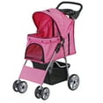 thumbnail image 3 of ZENSTYLE 4 Wheels Pet Stroller Foldable Carrier Strolling Cart for Cat Dog w/ Storage Basket Pink, 3 of 10