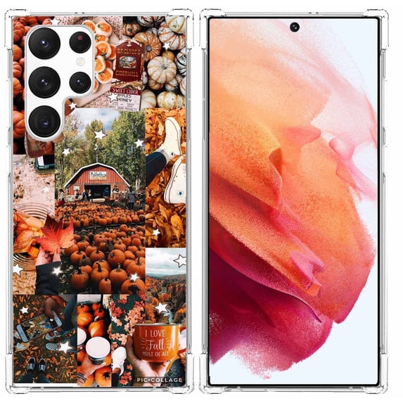 Autumn Harvest Pumpkins Case for Samsung Galaxy S23 Ultra ,Aesthetic Art Design Pattern TPU Shock Proof Cover Case