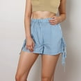 thumbnail image 7 of Women's Gingham Lounge Shorts with Elastic Waistband Adjustable Side Tie Details and Relaxed Casual Fit - Navy, Small, 7 of 7