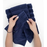 American Soft Linen Luxury 4 Piece Bath Towel Set, 100% Cotton Turkish Bath Towels for Bathroom, Navy Blue