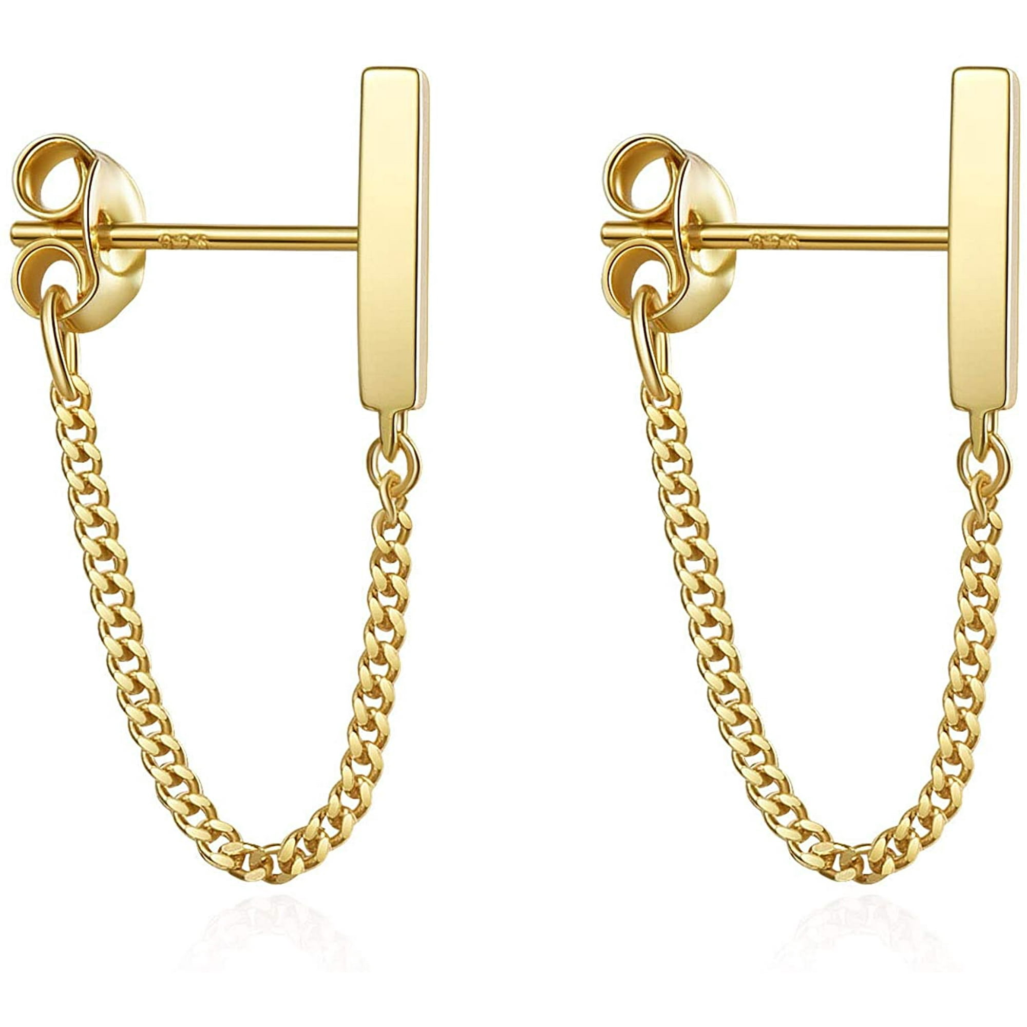 Gold dangle bar earrings best sale