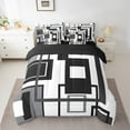 thumbnail image 2 of Erosebridal Black White And Grey Comforter Set 7 Piece Queen For Adults Men,Abstract Geometric Bedding Set Geometry Square Striped Bed In A Bag Simple Lines Bed Set Modern Bedroom Decor, 2 of 5