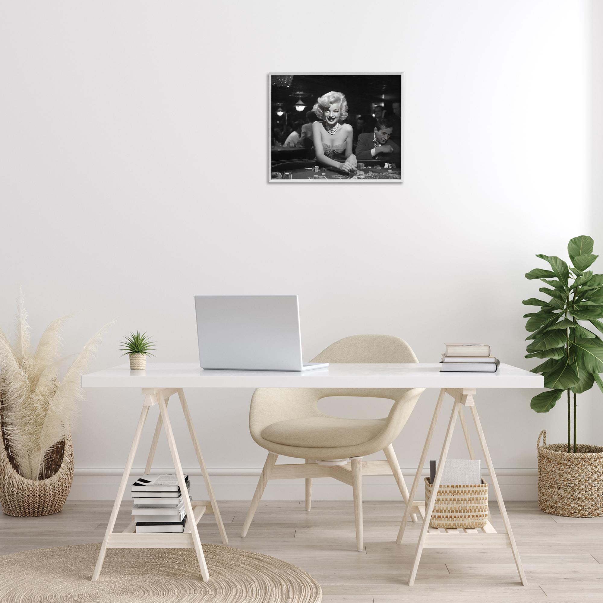 Stupell Industries Iconic Marilyn Portrait Novelty Photography White Framed Art Print Wall Art, 20 x 16