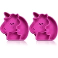 thumbnail image 1 of 2 Pieces Portable Silicone Suction Plates for Babies Toddlers Non Slip Suction Plates Divided Plate Baby Toddler Plate Reliable Unicorn Plate, Purple, 1 of 7
