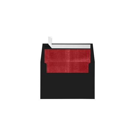 UPC: 0848614204007 | LUX A4 Foil Lined Invitation Envelopes (4 1/4 x 6 1/4) 50/Box Black w/Red LUX Lining