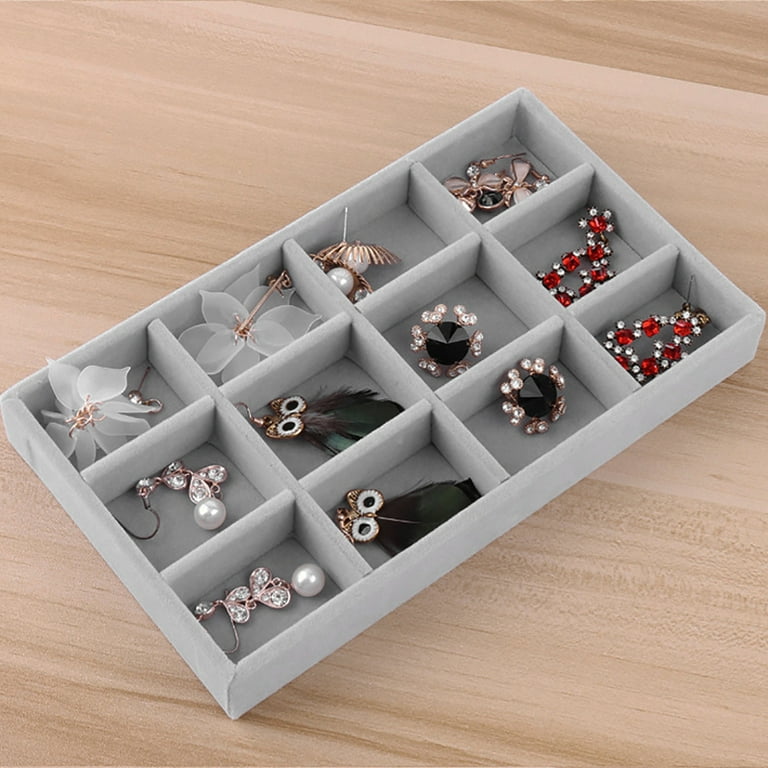 D-GROEE Jewelry Organizer Tray,Stackable Velvet Jewelry Trays,Drawer  Inserts Earring Organizer For Women Girls Jewelry Storage Display Case for  Rings Stud Necklaces 