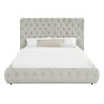 thumbnail image 6 of Goy Queen Size Bed- Low Profile- Button Tufted- Gray Fabric Upholstery, 6 of 9