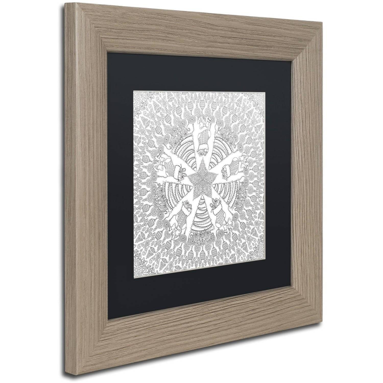 Trademark Fine Art "Christmas Tree Mandala" Canvas Art by Hello Angel, Black Matte, Birch Frame