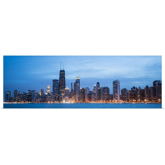 GBC | "Chicago City Skyline in the Evening" Art Print - 36x12